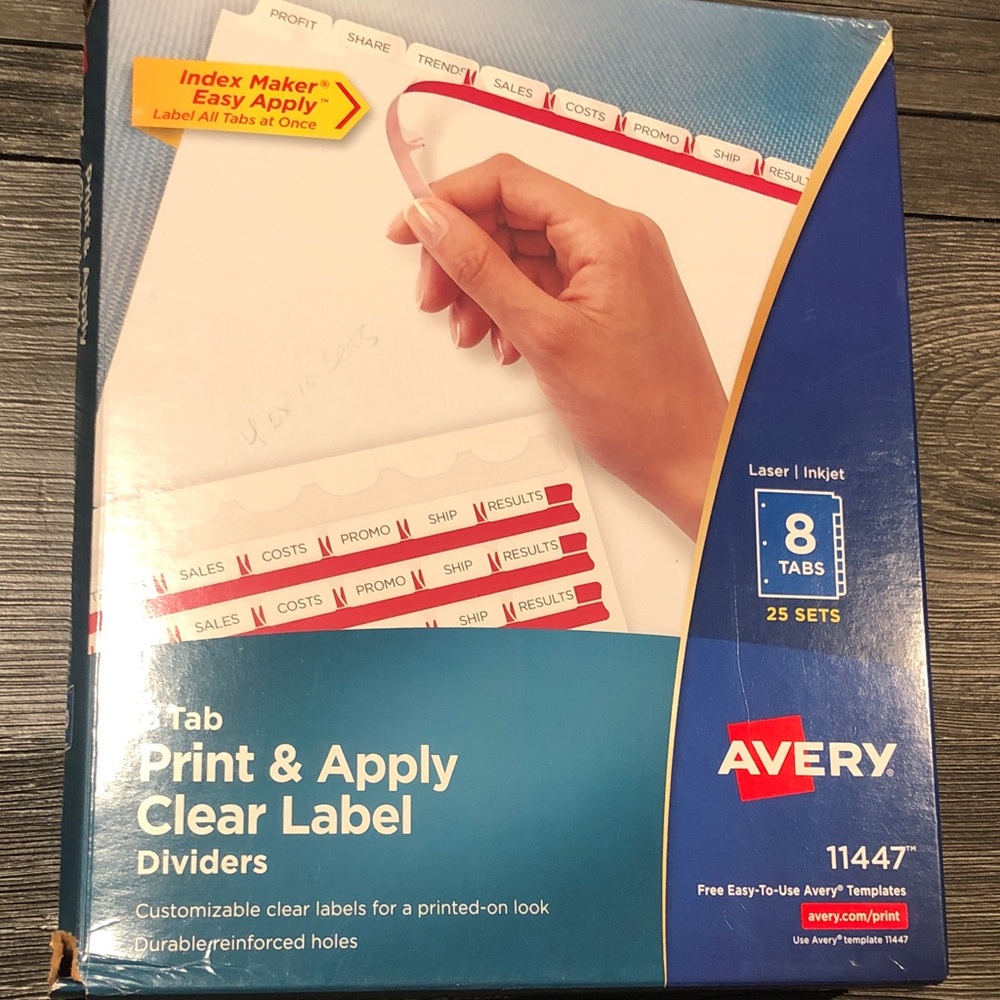 Avery 8 Tab Print & Apply Clear Label Dividers